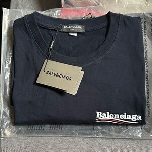 Balenciaga Navy Blue Graphic Tee